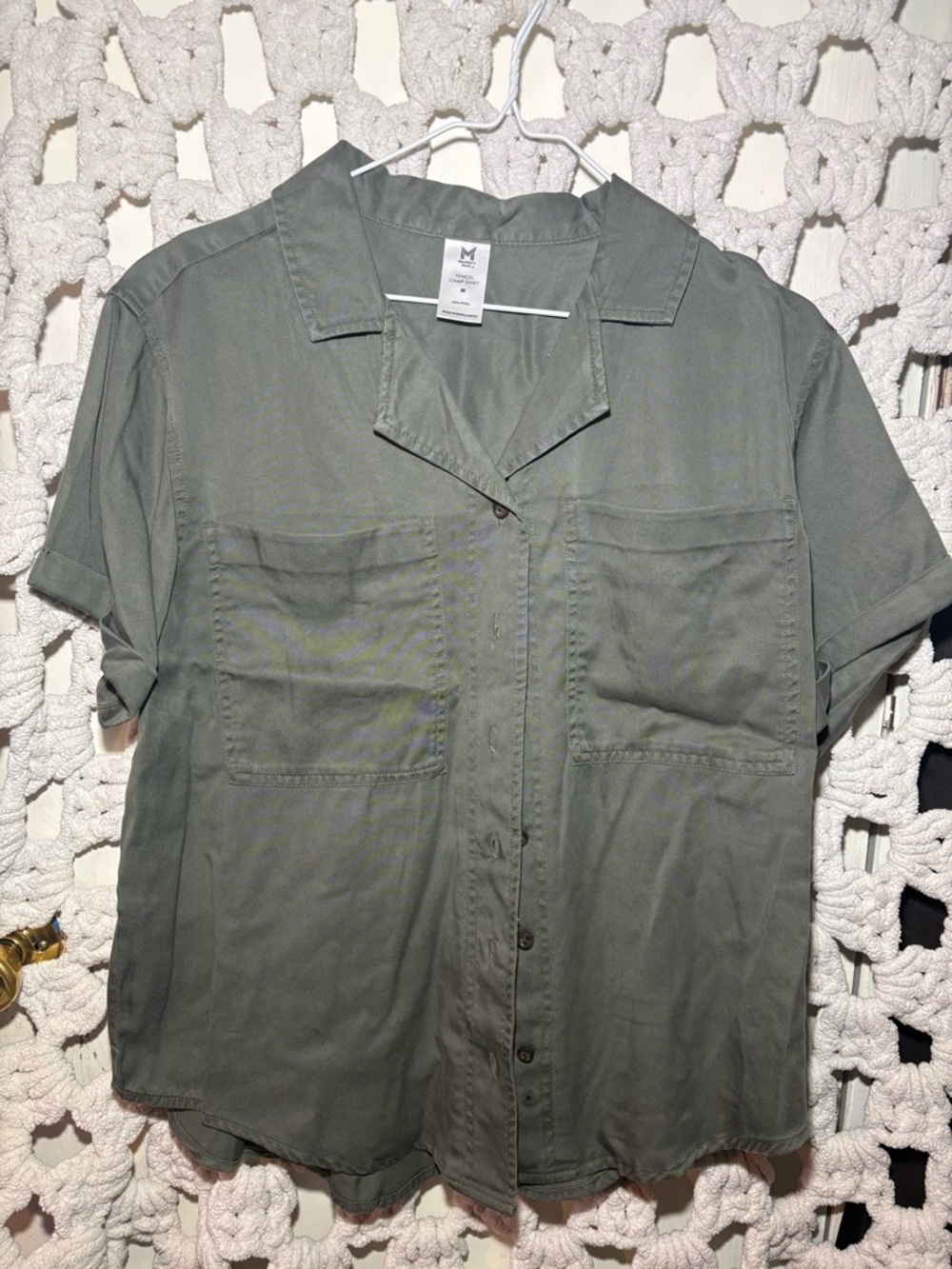 Moss Green Button-Front Long Sleeve Tee - Women